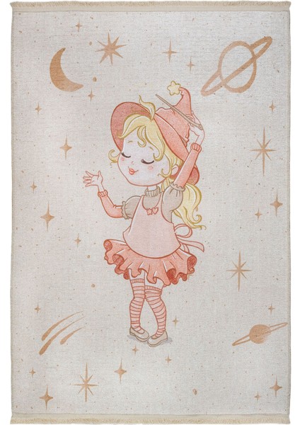 Gouda Çocuk Beyaz Polyester Dikdörtgen Modern Desenli Pamuk Makinada Yıkanabilir Hav Toz Vermez Leke Tutmayan Kaymaz Taban Dijital Makine Baskı Salon Yolluk Mutfak Halı