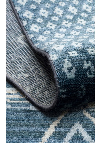 Mala Modern Lacivert Tensel Dikdörtgen Modern Desenli Akrilik Hav Vermeyen Leke Tutmayan Kolay Temizlenen Yumuşak Makine Salon Yolluk Mutfak Halı