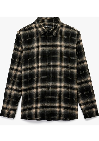 Regular Fit Uzun Kollu Düğmeli Klasik Yaka Oduncu Gömleği