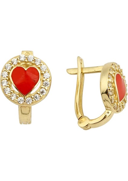 Kırmızı Kalp Çocuk Küpesi