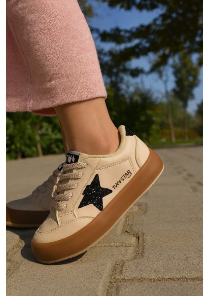 Sstar Beyaz Gümüş Kız Çocuk Cırtlı Bantlı Sneaker Spor Ayakkabı