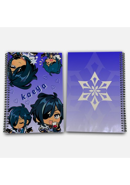 Genshin Impact Kaeya Çizgili A4 Okul Defteri 72 Yaprak