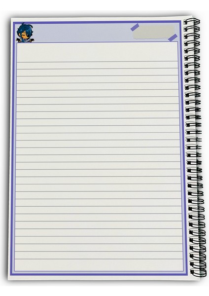 Genshin Impact Kaeya Çizgili A4 Okul Defteri 72 Yaprak