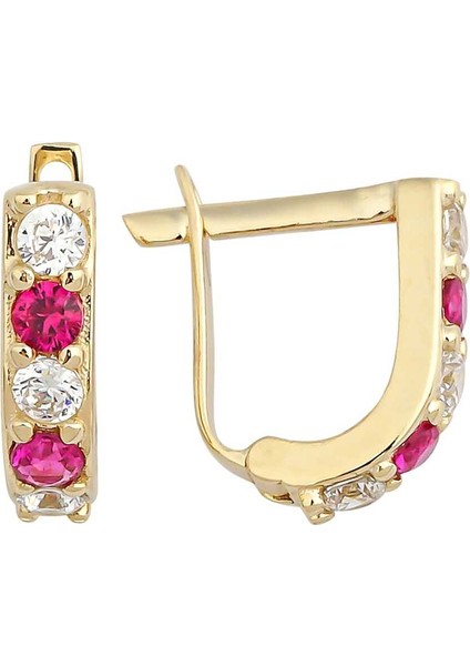 Beyaz ve Pembe Taş Çocuk J Küpesi