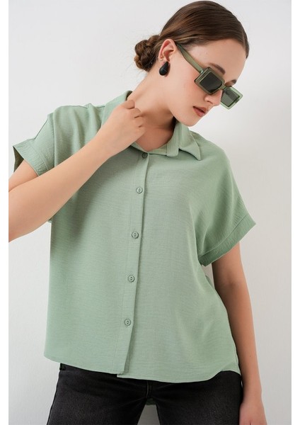 Oversize Kısa Kol Gömlek 20322 - Çağla fırsatları