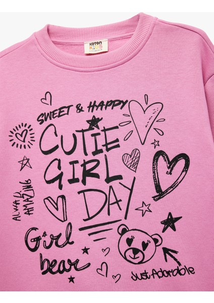 Uzun Kollu Bisiklet Yaka Şardonlu Baskılı Sweatshirt modelleri