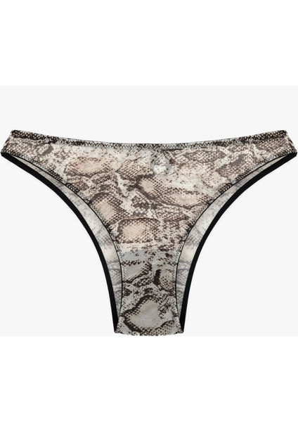 Yılan Derisi Desenli Tül Detaylı Külot