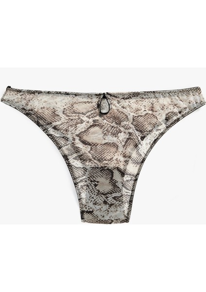 Yılan Derisi Desenli Tül Detaylı Külot fiyatları