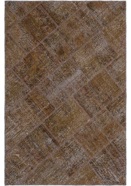 Iskece Kahverengi Eskitme Etnik Modern Desenli Yün Hav Toz Vermez Leke Tutmayan Salon Yolluk Mutfak El Dokuma Halı