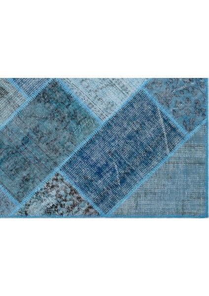 Iskece Mavi Eskitme Etnik Modern Desenli Yün Hav Toz Vermez Leke Tutmayan Salon Yolluk Mutfak El Dokuma Halı fırsatları