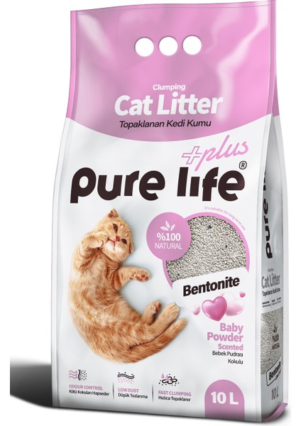 Purelife Plus Bebek Pudralı Kedi Kumu 10 Lt