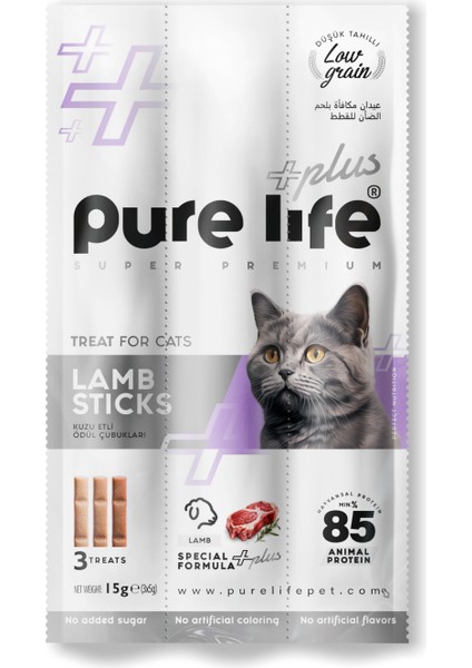 Purelife Plus Kuzu Etli Kedi Ödül Çubukları 15GR