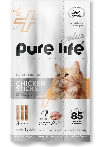 Purelife Plus Tavuk Etli Kedi Ödül Çubukları 15GR