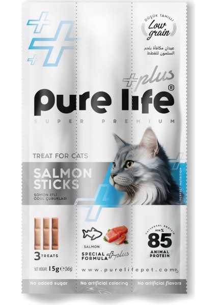 Purelife Plus Somonlu Kedi Ödül Çubukları 15GR