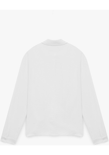 Aerobin Kumaş Önden Bağlama Detaylı Klasik Yaka Uzun Kollu Gömlek fiyatları