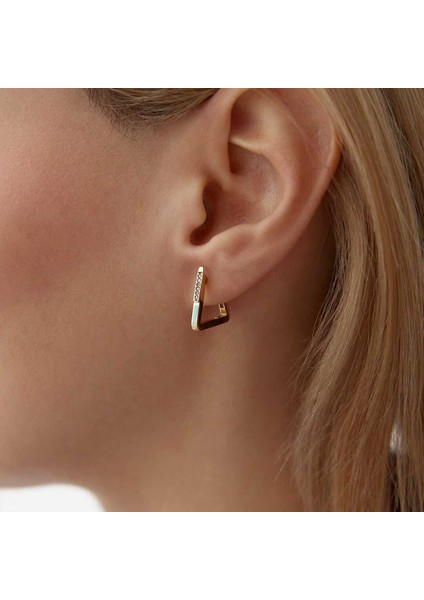 Mavi Mineli ve Taşlı Üçgen Küpe