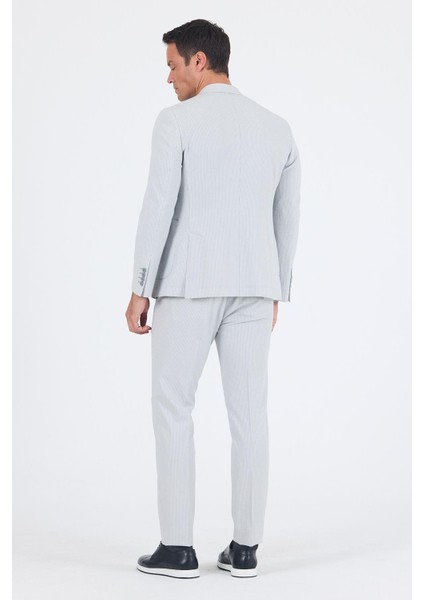 Gri Gofreli Mono Yaka Esnek 6 Drop Slim Fit Classic Takım Elbise 1001250117 indirimleri