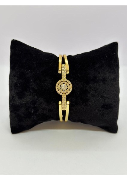 22 Ayar Altın Kaplama Özel Tasarım Baget Taşlı Kelepçe LVD569-2