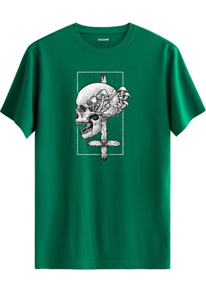 Kurukafa ve Mantar Tasarımlı Gotik Sanat Çizimli Sokak Stili Tişört