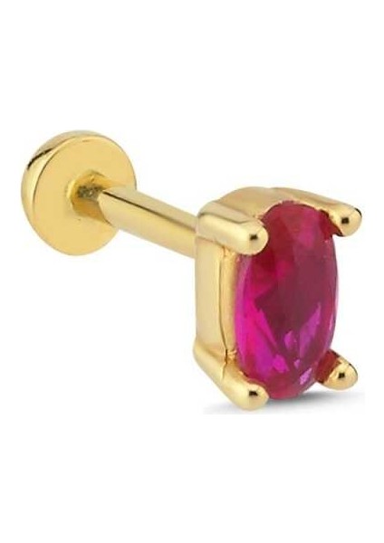 Oval Kırmızı Tragus Piercing