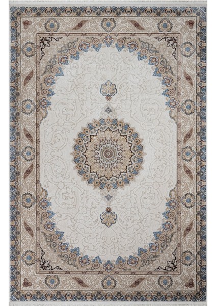 Hoshiarpur Klasik Mavi Polyester Dikdörtgen Modern Desenli Akrilik Hav Vermeyen Leke Tutmayan Kolay Temizlenen Yumuşak Makine Salon Yolluk Mutfak Halı