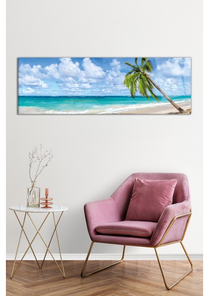 Dinlendirici Deniz ve Sahil Panoramik Cam Tablo, Darbelere Dayanıklı Kırılmaz Cam, Hediyelik fiyatları