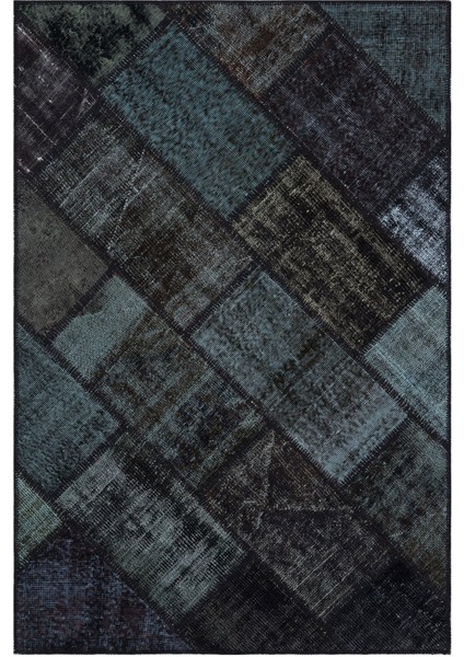 Iskece Siyah Eskitme Etnik Modern Desenli Yün Hav Toz Vermez Leke Tutmayan Salon Yolluk Mutfak El Dokuma Halı