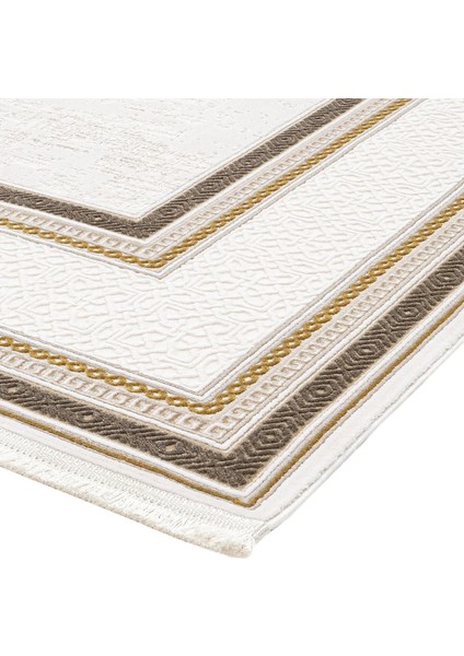 Jesmina Çerçeveli Bej Akrilik Dikdörtgen Modern Desenli Akrilik Hav Vermeyen Leke Tutmayan Kolay Temizlenen Yumuşak Makine Salon Yolluk Mutfak Halı fırsatları