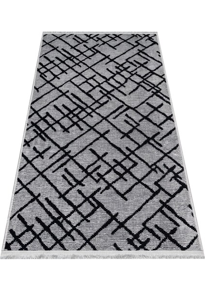 Mara Gri Geometrik Etnik Modern Desenli Pamuk Hav Vermeyen Leke Tutmayan Kolay Temizlenen Yumuşak Makine Salon Yolluk Mutfak Halı fiyatları