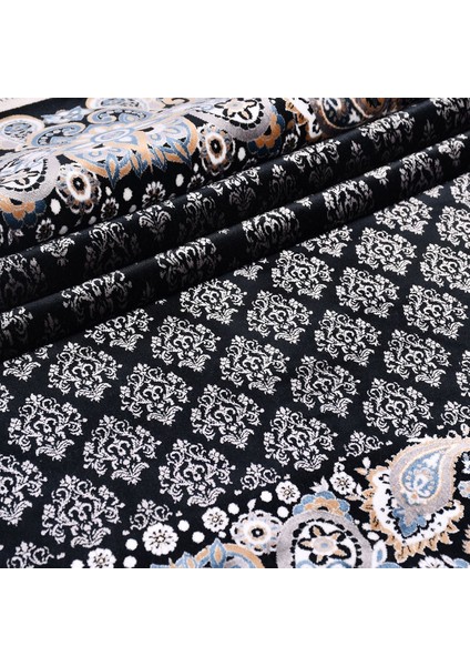 Çerçeveli Siyah Viskon Dikdörtgen Modern Desenli Akrilik Hav Vermeyen Leke Tutmayan Kolay Temizlenen Yumuşak Makine Salon Yolluk Mutfak Halı modelleri