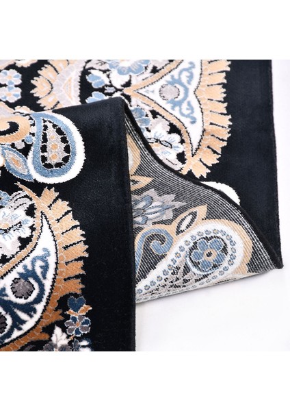 Çerçeveli Siyah Viskon Dikdörtgen Modern Desenli Akrilik Hav Vermeyen Leke Tutmayan Kolay Temizlenen Yumuşak Makine Salon Yolluk Mutfak Halı indirimleri