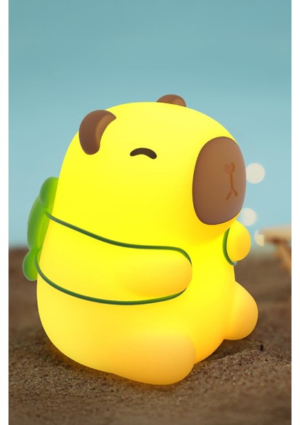 Çocuk Bebek Odası Kaplumbağa Kapibara Figür Gece Lambası LED Işık Sevimli Figürlü Dokunmatik Şarjlı