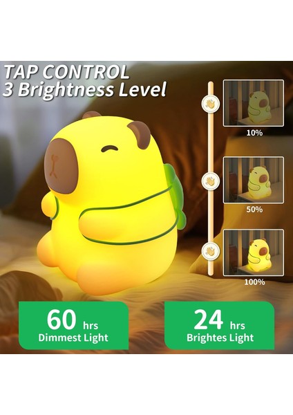 Çocuk Bebek Odası Kaplumbağa Kapibara Figür Gece Lambası LED Işık Sevimli Figürlü Dokunmatik Şarjlı fiyatları