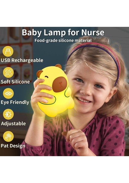Çocuk Bebek Odası Kaplumbağa Kapibara Figür Gece Lambası LED Işık Sevimli Figürlü Dokunmatik Şarjlı modelleri