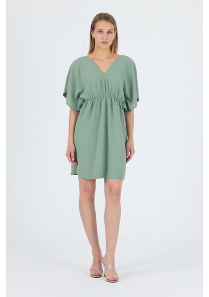 V Yaka Volan Kol Beli Lastikli Ayrobin Elbise 25L8121 fiyatları