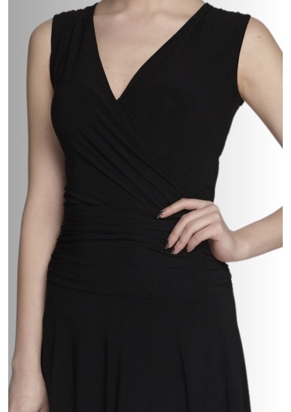 Kruvaze Yaka Hareketli Etek Detay Elbise Gündüz Gece Şıklığı 24L7540 fırsatları