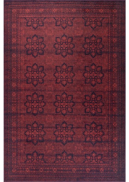 Liverpool Klasik Kırmızı Polyester Dikdörtgen Modern Desenli Pamuk Makinada Yıkanabilir Hav Toz Vermez Leke Tutmayan Kaymaz Taban Dijital Makine Baskı Salon Yolluk Mutfak Halı