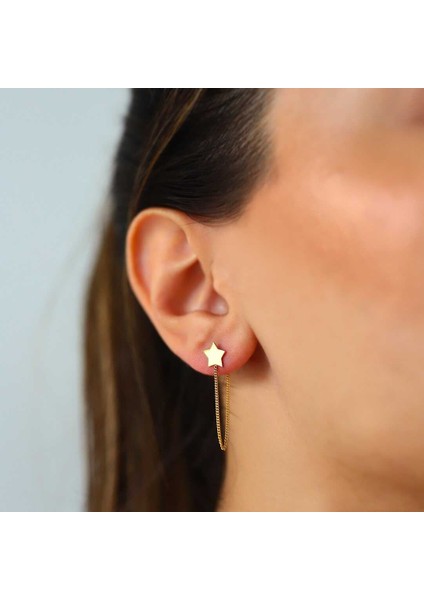 Yıldızlı Zincir Küpe