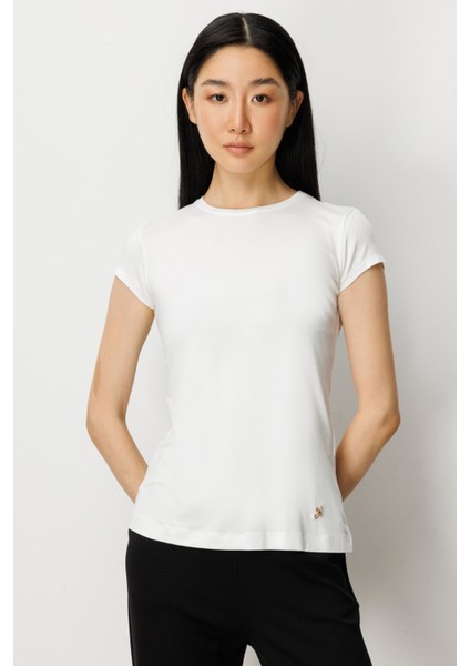 On Sıfır Yaka Ay Kol Basic Bluz