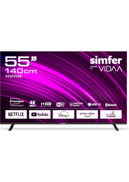 55sfsv6b 55" 140 Ekran Uydu Alıcılı 4k Ultra Hd Vıdaa Smart Led Tv