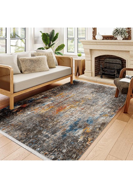 Eskitme Kahverengi Pamuk Dikdörtgen Modern Desenli Pamuk Makinada Yıkanabilir Hav Toz Vermez Leke Tutmayan Kaymaz Taban Dijital Makine Baskı Salon Yolluk Mutfak Halı modelleri