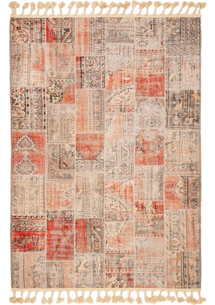 Brezice Patchwork Kahverengi Pamuk Dikdörtgen Modern Desenli Pamuk Makinada Yıkanabilir Hav Toz Vermez Leke Tutmayan Kaymaz Taban Dijital Makine Baskı Salon Yolluk Mutfak Halı