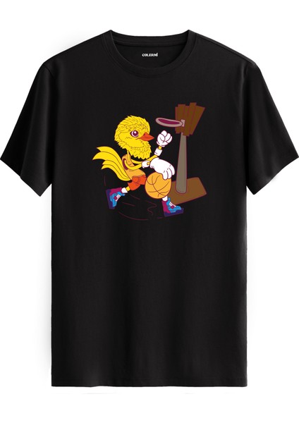 Basketbol Kuş Karakter Baskılı %100 Pamuk Spor Sokak Modası Tişört