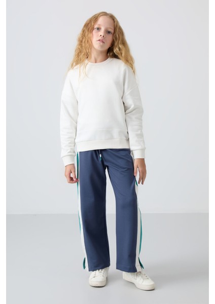 Ekru Pamuklu İçi Tüylü Yumuşak Dokulu Oversize Nakışlı Kız Çocuk Sweatshirt - 75150 fiyatları