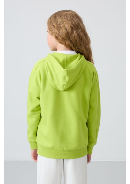 Lime Yeşil Pamuklu İçi Tüylü Yumuşak Dokulu Standart Fit Nakışlı Kız Çocuk Sweatshirt - 75149 indirimleri