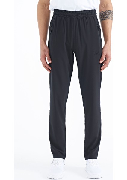 Tommy Life Siyah Erkek Fermuarlı Üç Cepli Standart Kalıp Klasik Paça Eşofman Alt-84768_01