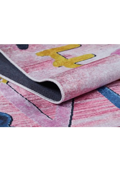 Kunming Figürlü Pembe Polyester Dikdörtgen Modern Desenli Pamuk Makinada Yıkanabilir Hav Toz Vermez Leke Tutmayan Kaymaz Taban Dijital Makine Baskı Salon Yolluk Mutfak Halı fırsatları
