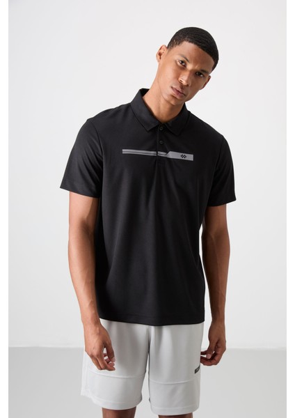 Tommy Life Siyah Polyester Nefes Alan Dokulu Ince Esnek Standart Fit Polo Yaka Erkek Performans T-Shirt - 88393 fırsatları