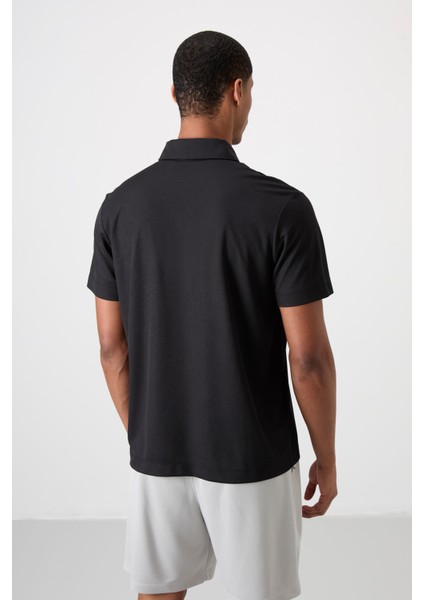Tommy Life Siyah Polyester Nefes Alan Dokulu Ince Esnek Standart Fit Polo Yaka Erkek Performans T-Shirt - 88393 indirimleri