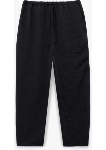 Beli Bağcıklı Regular Fit Havuç Kesim Pantolon